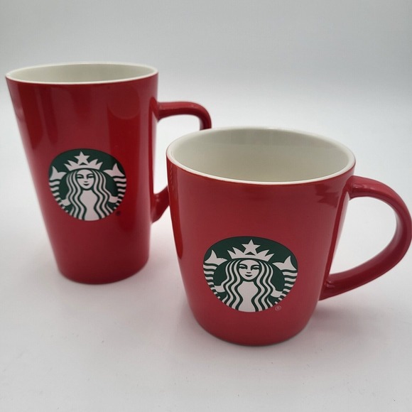 Starbucks Other - (2) Starbucks 12oz Red Ceramic‎ Coffee Mugs Mermaid Siren Logo 2020/2021